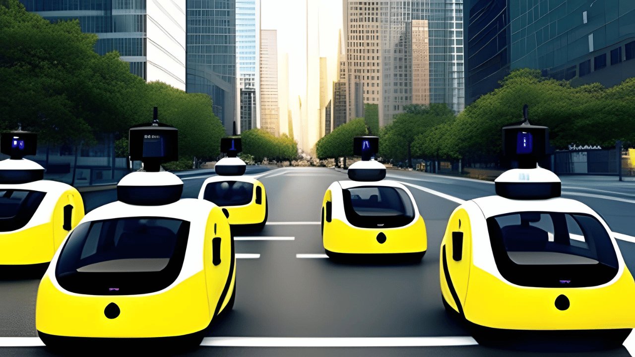 Grafik, die die Zukunft der Mobilität durch selbstfahrende Taxis darstellt.