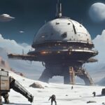 Wissenschaftliche Kolonisation: Menschliche Mondstation in futuristischer Landschaft